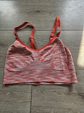 DIADORA Coral Orange Space Dye Seamless Sports Bra Multi Strap Cami Top🔥M